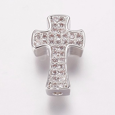 Brass Cubic Zirconia Beads KK-P134-09P-1