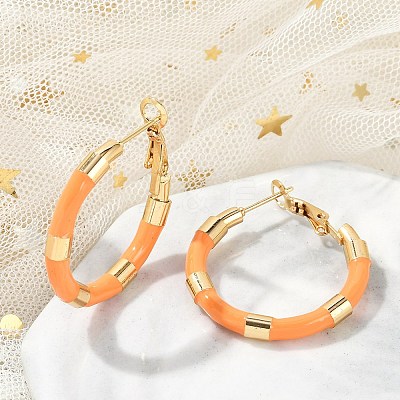 PVD Vacuum Plating 201 Stainless Steel Enamel Hoop Earrings for Women EJEW-B016-33H-1