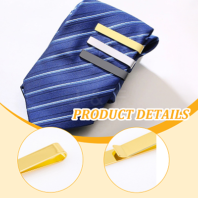 6Pcs 3 Colors 304 Stainless Steel Tie Clip STAS-UN0058-21-1