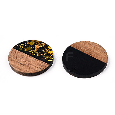 Opaque Resin & Walnut Wood Pendants RESI-N039-43-1