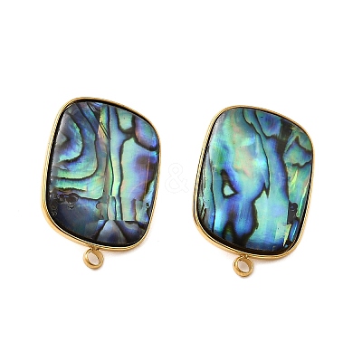 304 Stainless Steel Pave Natural Paua Shell Stud Earring Findings STAS-Z125-08G-1