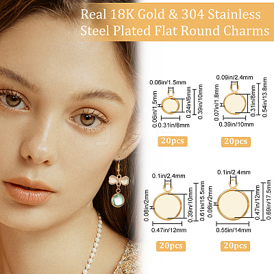 80Pcs 4 Styles 304 Stainless Steel Pendant Cabochon Settings STAS-BBC0002-33-1
