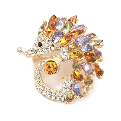 Rhinestone Hedgehog Badge JEWB-E013-02G-01-1