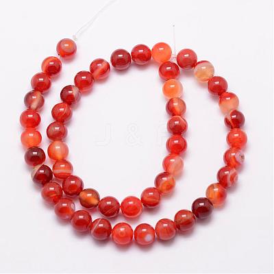 Natural Striped Agate/Banded Agate Bead Strands G-K166-13-10mm-1