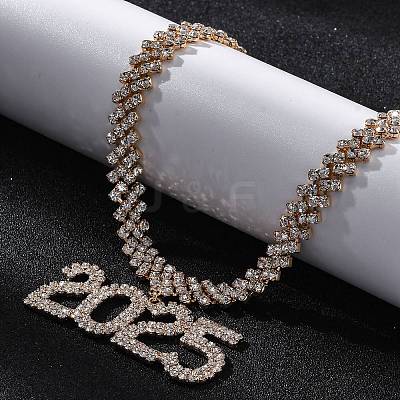 Brass Full Crystal Rhinestone 2025 Pendant Necklaces for Women NJEW-Q005-01G-1