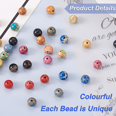 90Pcs 9 Color Natural Imperial Jasper Beads G-KS0001-14-1