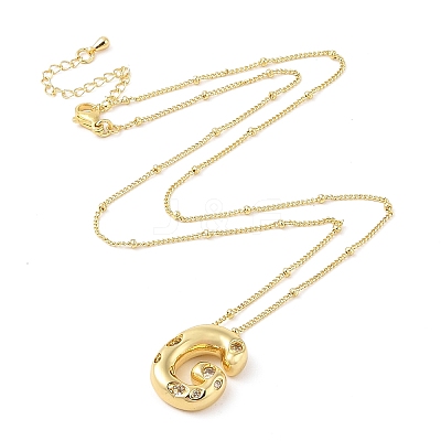Brass Micro Pave Clear Cubic Zirconia Pendant Necklaces NJEW-Z038-01G-G-1