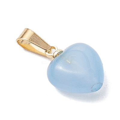 Natural Howlite & Black Onyx(Dyed & Heated) & Aquamarine & Quartz Crystal Heart Charms PALLOY-JF05059-1