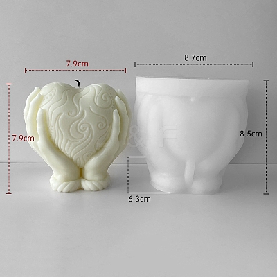 Heart with Hand Silicone Candle Holder Statue Molds PW-WG37014-01-1