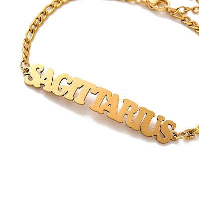 Constellation 202 Stainless Steel Figaro Chain Link Bracelets for Women Men AJEW-U006-01K-1