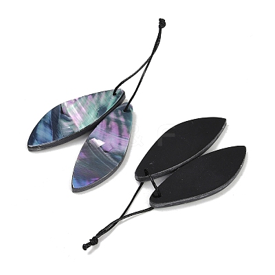 2Pcs Natural Black Lip Shell Pendants FIND-Z079-01G-1