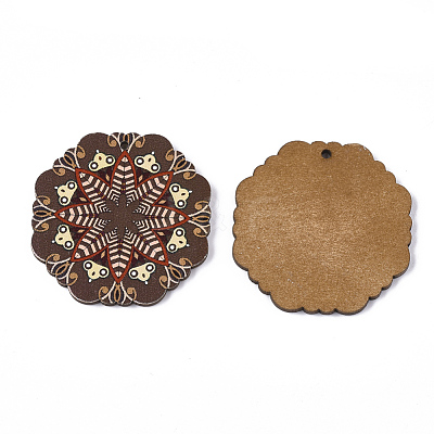 Printed Basswood Pendants WOOD-S045-007G-1