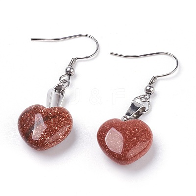 Natural & Synthetic Mixed Gemstone Dangle Earrings X-EJEW-JE02730-1