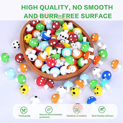 20Pcs Mushroom Silicone Focal Beads JX901G-1