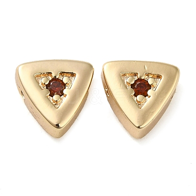 Real 18K Gold Plated Brass Micro Pave Cubic Zirconia Bead KK-H455-08G-02-1