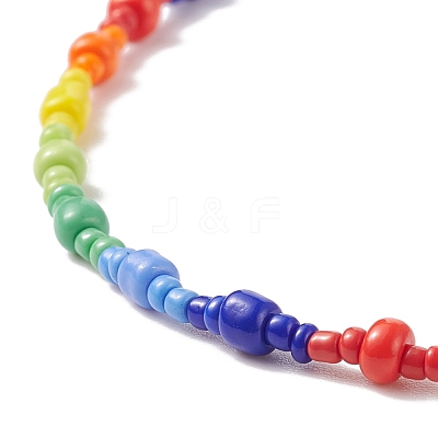 Glass Seed Beaded Necklace for Women NJEW-JN03931-1