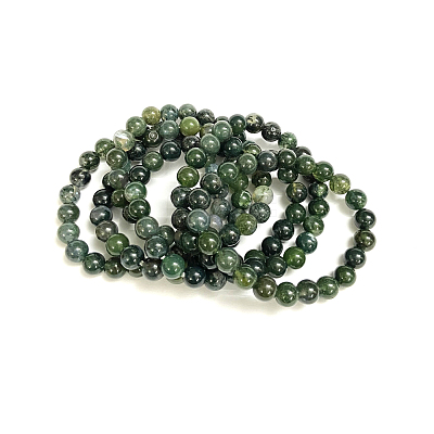 Natural Moss Agate Beads Stretch Bracelets X-BJEW-F380-01-B15-1