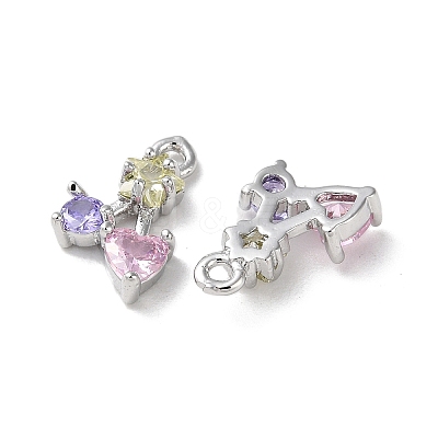 Brass Micro Pave Cubic Zirconia Charms KK-F872-21P-1