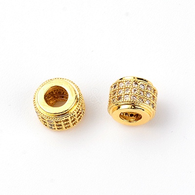 Brass Micro Pave Clear Cubic Zirconia European Beads KK-TAC0008-02-1