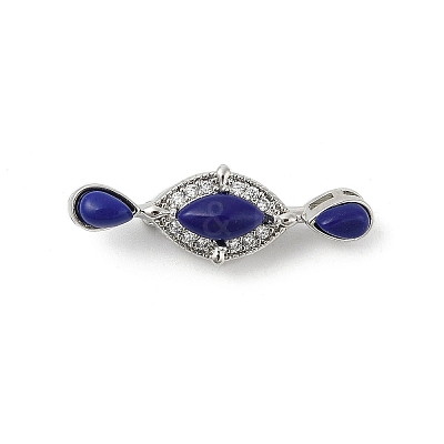 Brass Micro Pave Cubic Zirconia & Optimized Lapis Box Clasps KK-P291-47P-1