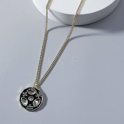 Fitness Barbell Alloy Black Enamel Pendant Necklaces for Men FS-WG955E3-02-1