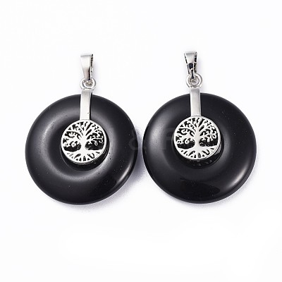 Natural Obsidian Pendants G-F640-E04-1