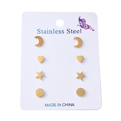 304 Stainless Steel Earring Sets EJEW-S248-01G-1