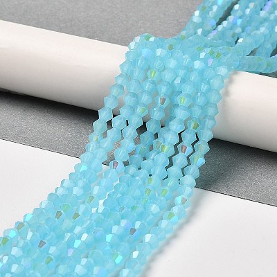 Imitation Jade Electroplate Glass Beads Strands GLAA-F029-J4mm-D03-1