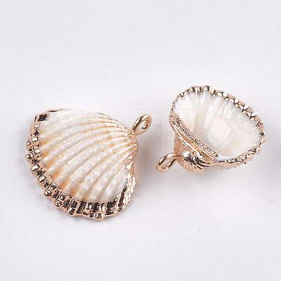 Electroplate Sea Shell Pendants X-SSHEL-T006-02-1