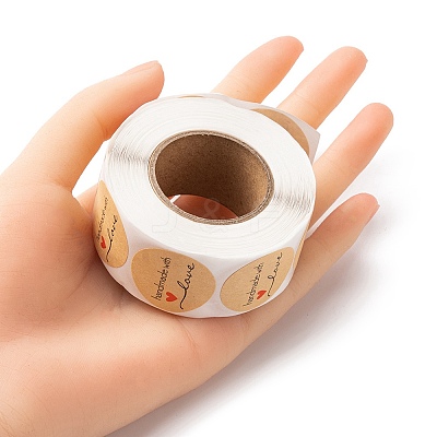 1 Inch Handmade with Love Sticker Rolls STIC-YW0001-03-1