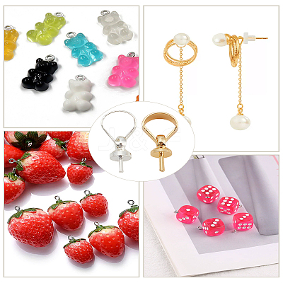 40Pcs 2 Styles Brass Cup Pearl Peg Bails Pin Pendants KK-LP0004-60-1