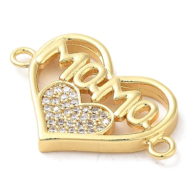 Brass Micro Pave Clear Cubic Zirconia Mama Connector Charms FIND-Z041-12A-1