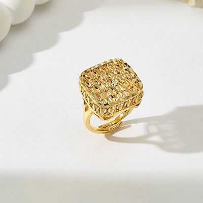 Hollow Square Brass Open Cuff Rings for Women TF4137-1
