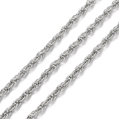 Tarnish Resistant 304 Stainless Steel Rope Chains CHS-G027-08C-P-1