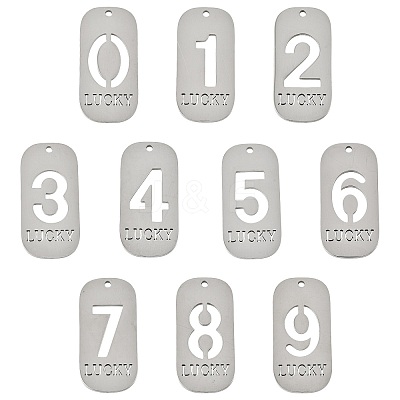 10Pcs 10 Styles 304 Stainless Steel Pendants STAS-FS0002-17P-1