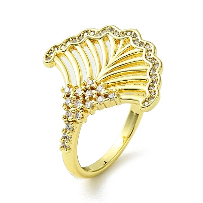 Brass Micro Pave Cubic Zirconia Open Cuff Rings RJEW-K256-38G-1