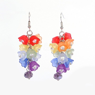 Flower Acrylic Cluster Earrings EJEW-JE01685-1