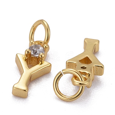 Brass Micro Pave Clear Cubic Zirconia Pendants ZIRC-Z011-35Y-1