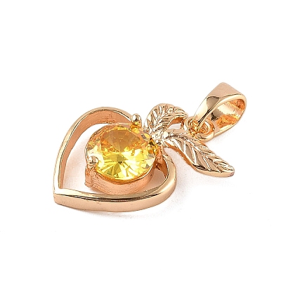 Brass Micro Pave Cubic Zirconia Pendants KK-E795-27KCG-04-1