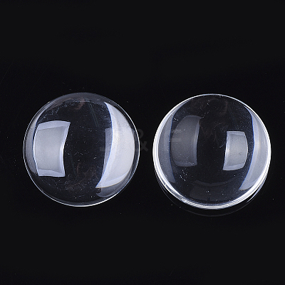 Transparent Glass Cabochons GGLA-R026-35mm-B-1