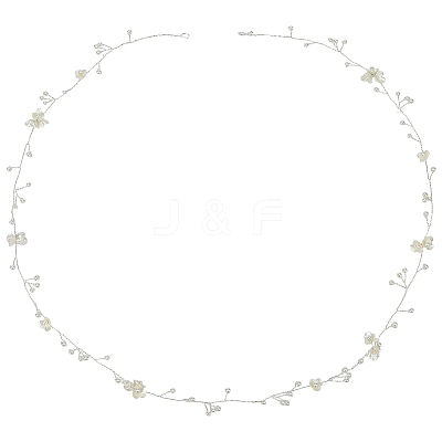 Handmade Imitation Pearl with Polyester and Resin Flower Headbands Hair Vine for Bride OHAR-WH20010-07S-1