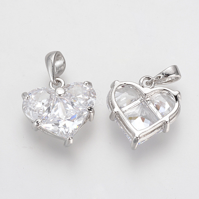 Brass Cubic Zirconia Charms X-KK-R015-109P-1