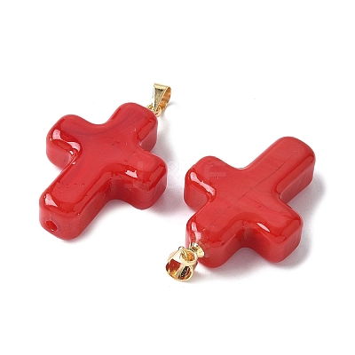 Handmade Lampwork with Brass Pendants LAMP-I030-01G-04-1