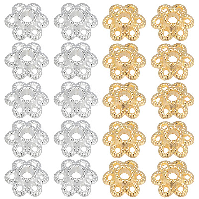 400Pcs 2 Colors Alloy Bead Caps FIND-PA0001-09-1