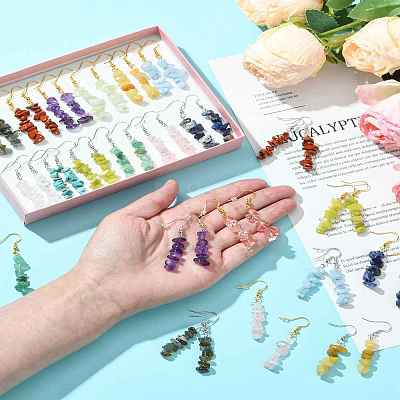 Natural & Synthetic Gemstone Dangle Earrings EJEW-FS00056-1