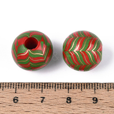 Spray Painted Schima Wood Beads WOOD-T032-36G-1