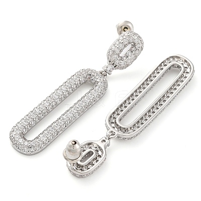 Brass Micro Pave Cubic Zirconia Dangle Stud Earrings EJEW-H014-17P-07-1