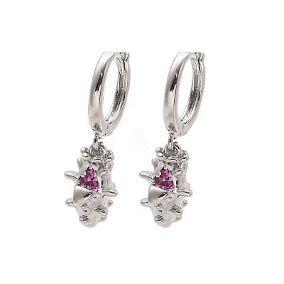 Brass Cubic Zirconia Hoop Earrings EJEW-Q015-01P-A-1