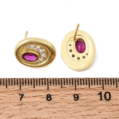 Brass Micro Pave Cubic Zirconia Stud Earrings EJEW-G471-13G-06-1