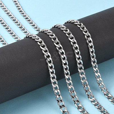 Tarnish Resistant 304 Stainless Steel Cuban Link Chains CHS-G010-02P-1